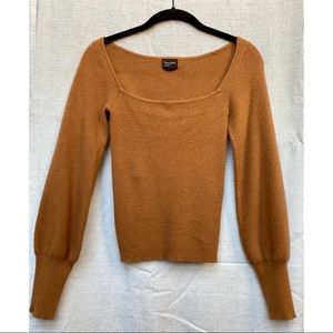 Conservative square neck sweater in camel